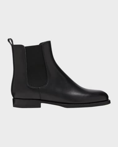 Manolo Blahnik Chelsa Leather Chelsea Ankle Booties