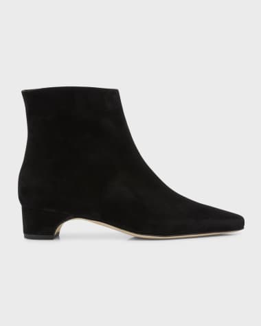 Manolo Blahnik Tolarc Suede Zip Ankle Booties