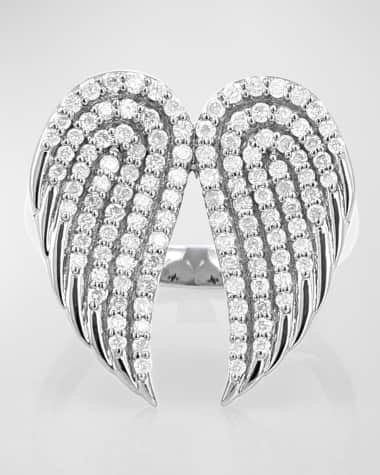 Sheryl Lowe Sterling Silver Pave Diamond Folded Double Wing Ring
