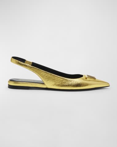 TOM FORD Metallic Medallion Slingback Ballerina Flats