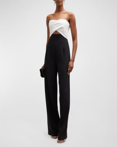Black Halo Jada Two-Tone Strapless Cutout Jumpsuit