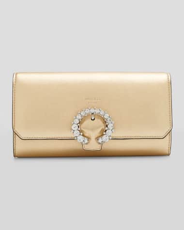 Jimmy Choo Madeline Mini Metallic Crystal Wallet with Chain