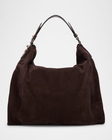 Jimmy Choo Ana Zip Suede Hobo Bag