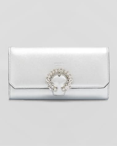 Jimmy Choo Madeline Mini Metallic Crystal Wallet with Chain