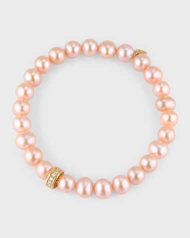 Sydney Evan 8mm Diamond Rondelle Freshwater Pearl Bracelet