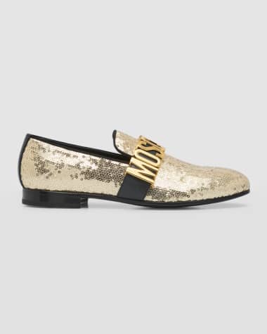 Moschino Men's Logo Sequin Loafers
