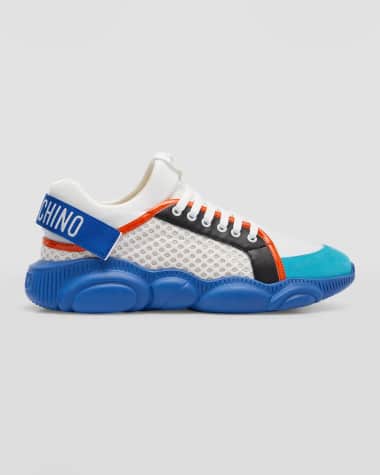 Moschino Men's Mixed Media Teddy Low-Top Sneakers
