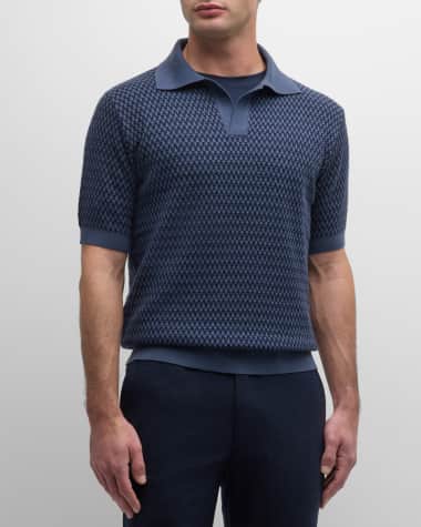 Isaia Men's Jacquard Polo Sweater