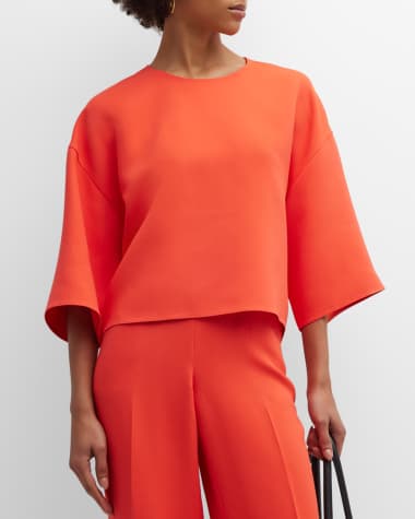 Orange 3/4 Sleeve Designer Tops for Women | Neiman Marcus