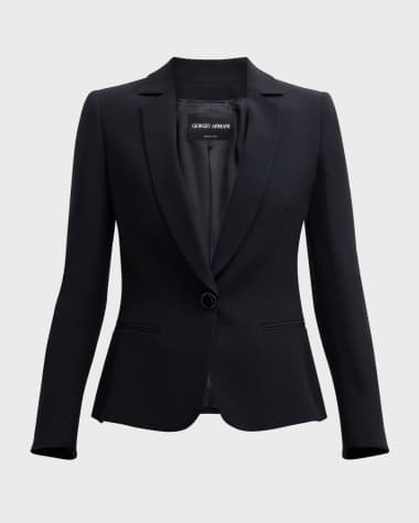 アウターその他 GIORGIO ARMANI Woman Blazer Gnawed Blue 3SHCC04TT03WP PZ01 Denim blazer with all-over rhinestones | Emporio Armani