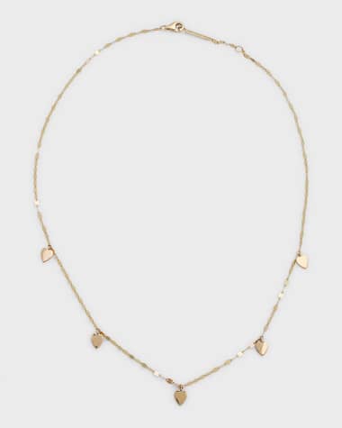 LANA 14K Hanging Mini 5-Heart Necklace