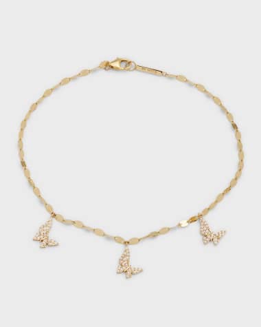 LANA 14K Mega Blake Flawless 3-Butterfly Anklet