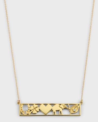 Jennifer Meyer 18K Yellow Gold Good Luck Bar Necklace