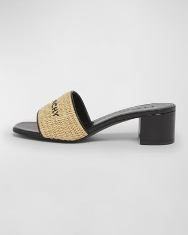 Givenchy 4G Embroidered Raffia Mule Sandals
