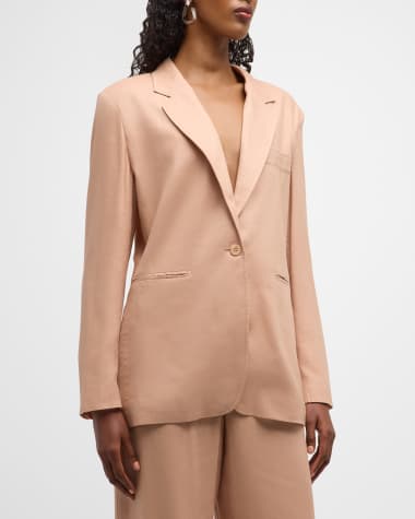 Grey/Ven Riley Single-Breasted Linen-Blend Blazer