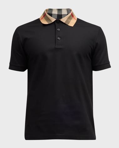 Burberry Men's Cody Check-Collar Polo Shirt