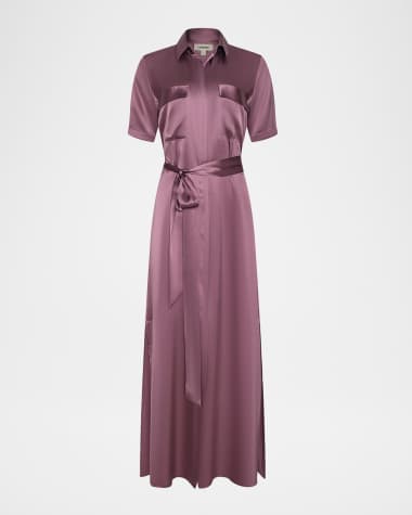 Long Sleeves Silk Shirt Dress | Neiman Marcus