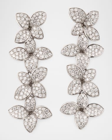 Pasquale Bruni 18K White Gold Pave Diamond 4 Flower Earrings