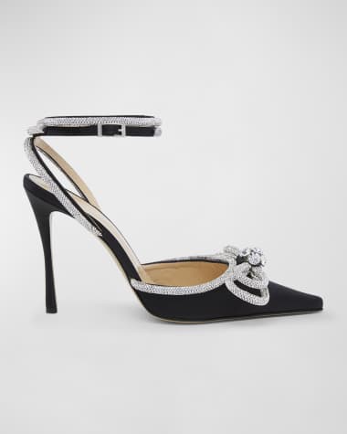 MACH & MACH Strass Bow Double Ankle-Strap Pumps