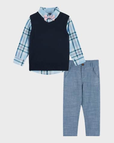 Andy & Evan Boy's Three-Piece Sweater Vest Set, Size 2-7