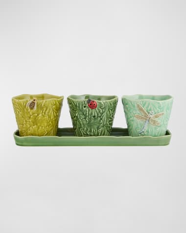Bordallo Pinheiro Set of Vases With Flying Bugs