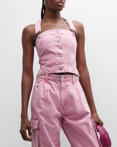 High Neck Sleeveless Satin Bodysuit in Hot Pink – Liloo Signature