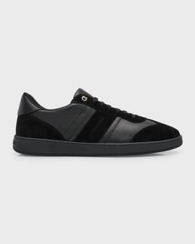 Ferragamo Men's Achilles Mixed Leather Low-Top Sneakers