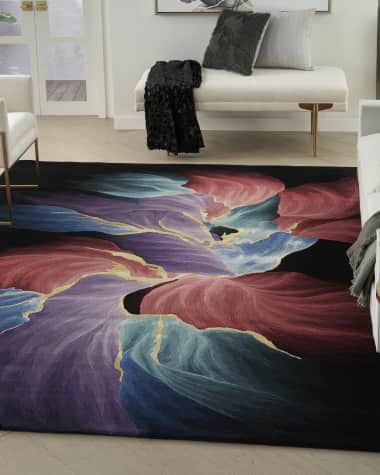 Nourison Petals in Black Hand-Tufted Rug, 8' x 10'