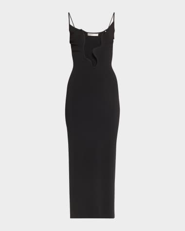 Christopher Esber Salacia Plunging Wavy U-Ring Sleeveless Maxi Dress
