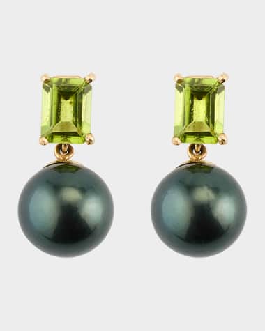 JIA JIA Peridot and Black South Sea Pearl Earrings