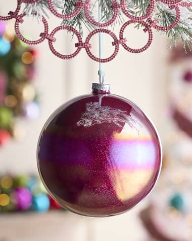 Jim Marvin Fuchsia Glass Globe Christmas Ornament