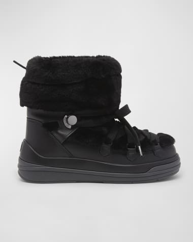 Moncler Insolux Leather Faux Fur Snow Boots