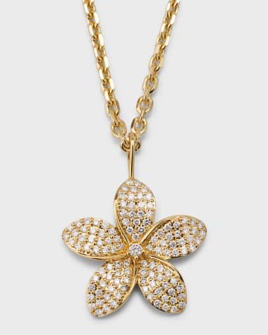 Sydney Evan Large Plumeria Charm on Diamond Cut Cable Chain Necklace, 20"L