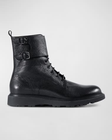 Paul Stuart Men's Barton Zip Leather Combat Boots