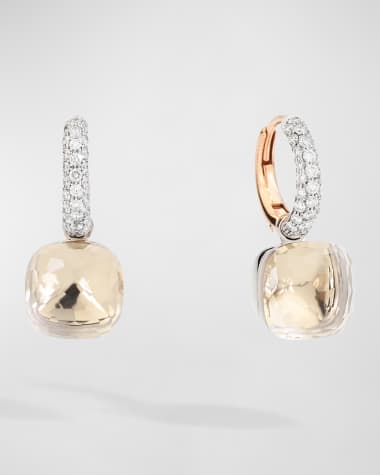 Pomellato 18K Rose and White Gold Nudo Classic White Topaz and Diamond Earrings
