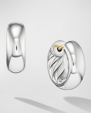 David Yurman Sculpted Cable Huggie Hoop Earrings in Silver, 4.8mm, 0.5"L