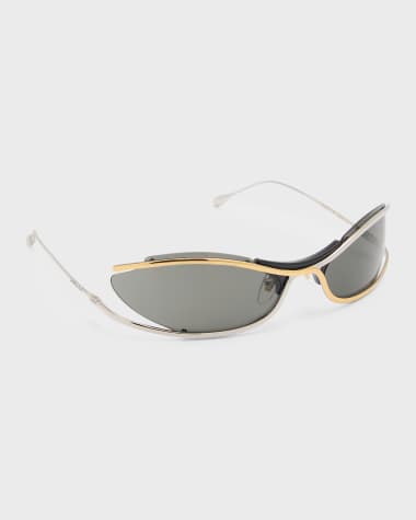 Gucci Men's Two-Tone Metal Oval Sunglasses