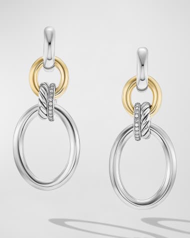 David Yurman DY Mercer Earrings with Diamonds and 18K Gold in Silver, 2"L