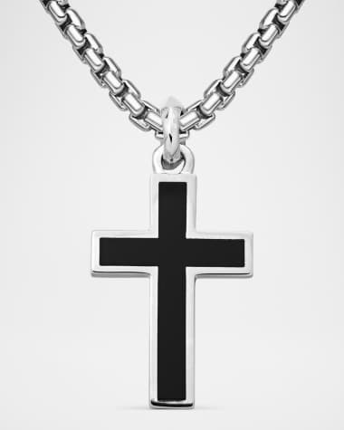 David Yurman Men's Exotic Stone Cross Pendant with Gemstone in Silver, 26mm