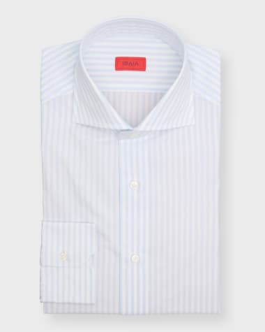 Isaia Men's Cotton Bengal Stripe Dress Shirt