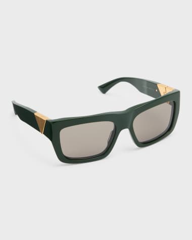 Bottega Veneta Acetate & Metal Rectangle Sunglasses