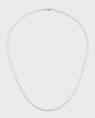 Neiman Marcus Diamonds 18K White Gold Round Diamond Tennis Necklace, 17"L, 10.95tcw