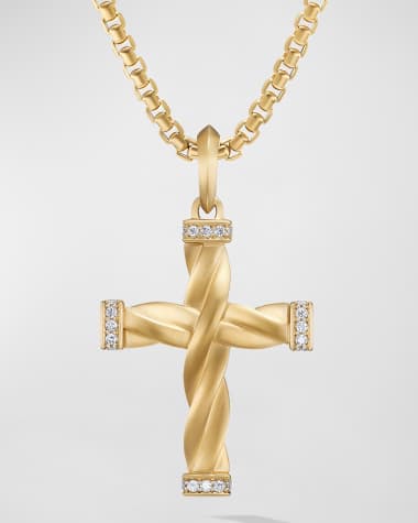 David Yurman DY Helios Cross Pendant in 18K Gold, 36mm