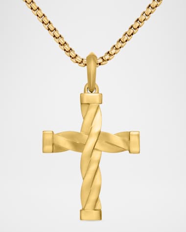 David Yurman DY Helios Cross Pendant in 18K Gold, 36mm