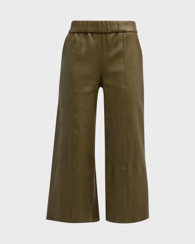 SPRWMN High-Rise Leather Wide-Leg Culotte Pants