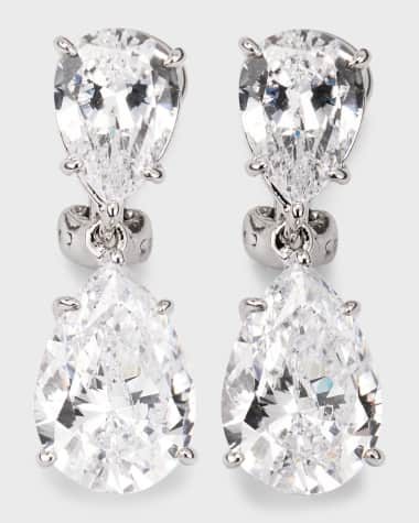 Fantasia by DeSerio Pear Cubic Zirconia Drop Earrings