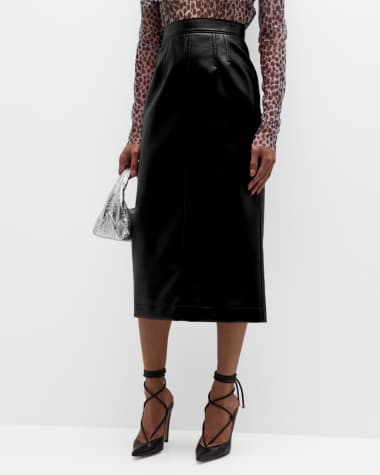 Philosophy di Lorenzo Serafini Faux-Leather Column Midi Skirt