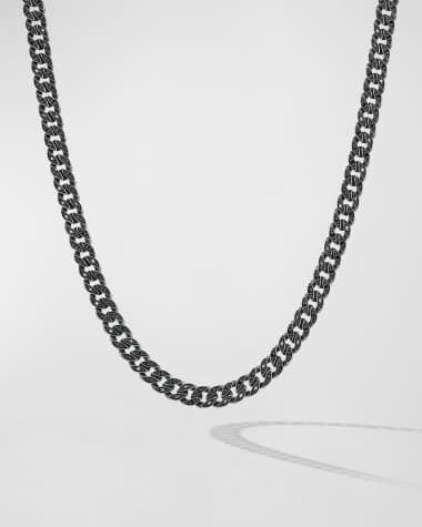 David Yurman 6mm Men's Curb Chain Necklace with Diamonds in Silver