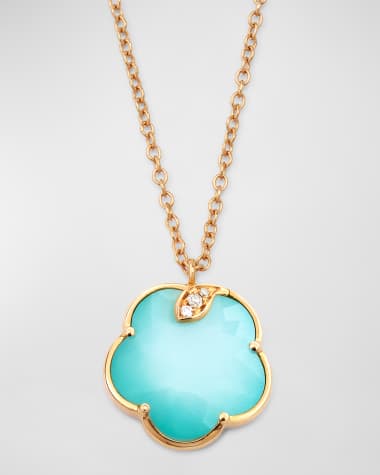 Pasquale Bruni 18K Rose Gold Turquoise, Moonstone, and Diamond Pendant Necklace