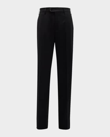 Brunello Cucinelli Men's Light Flannel Flat-Front Trousers